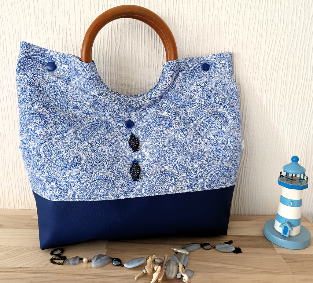 sac  avec anses en bois