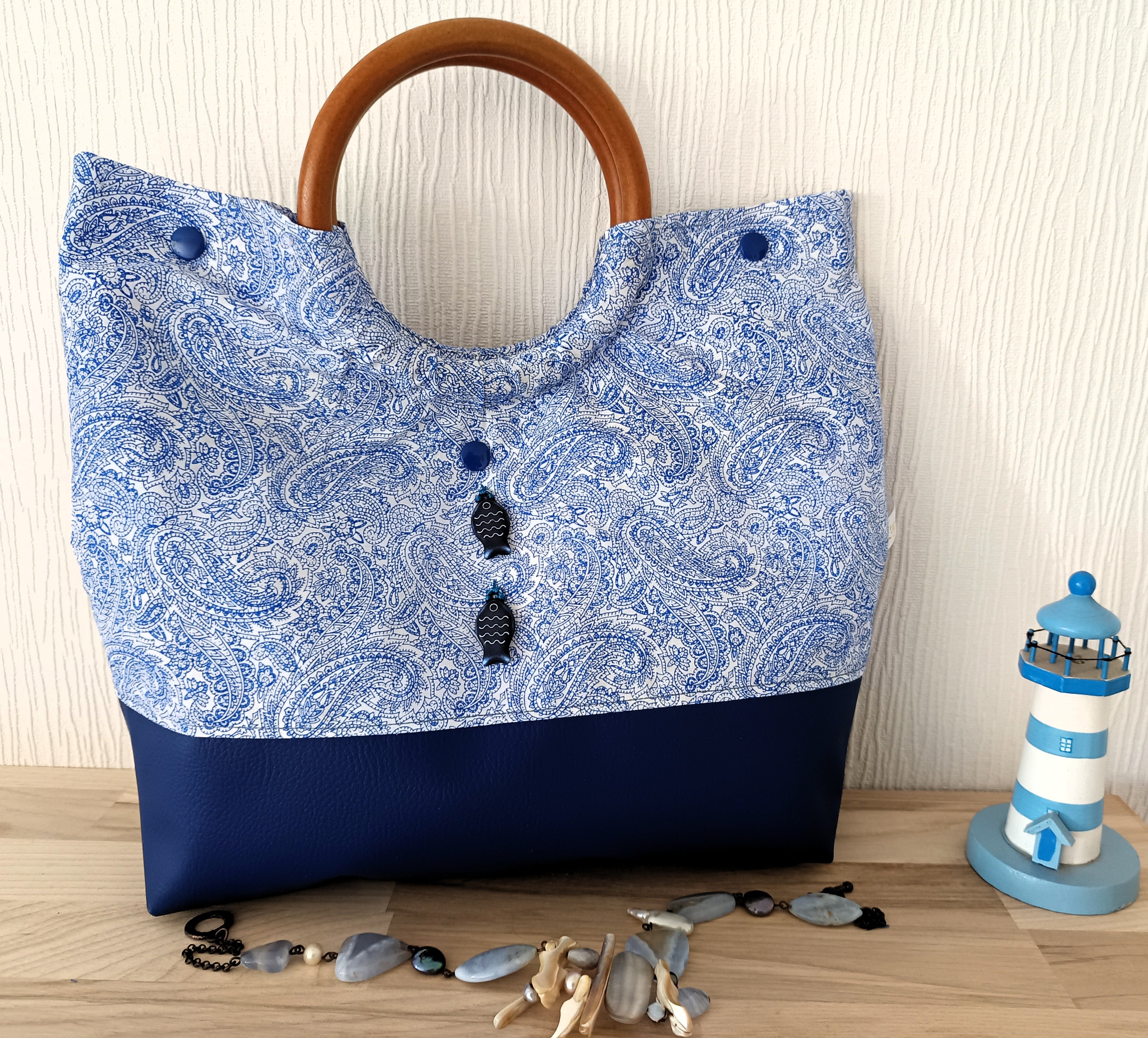 sac  avec anses en bois